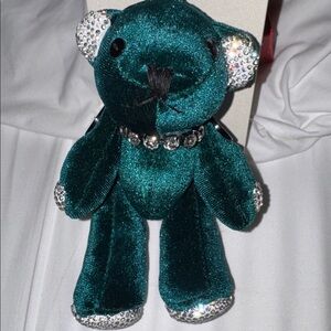 Green Velvet Movable Bear Keychain NWT